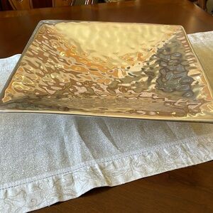 METALART Quality Decorative centerpiece large bowl platter footed 14.5” x 14.5”